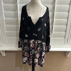 Torrid Long Sleeve V Neck Peplum Babydoll Top